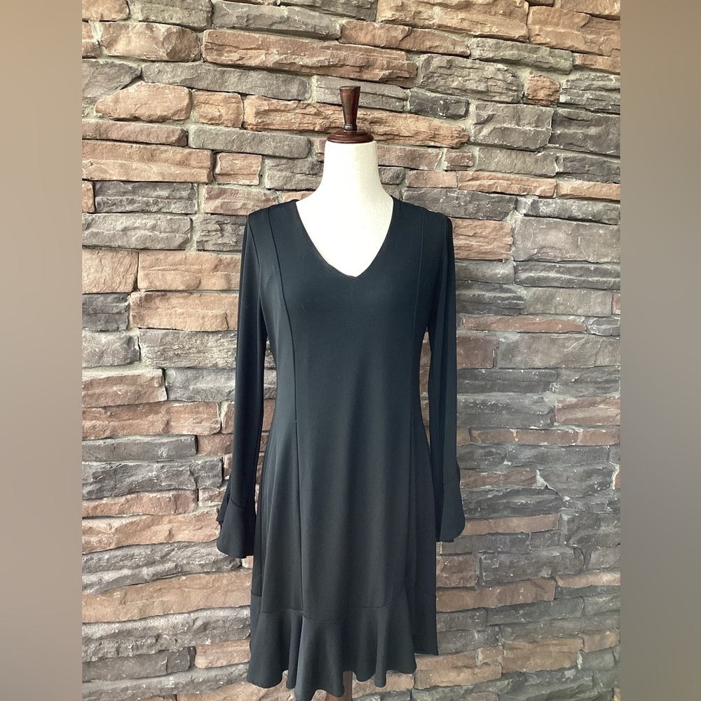 From Dillards KAREN KANE Black Dressy V Neck dress w/Ruffled Hemline & W…
